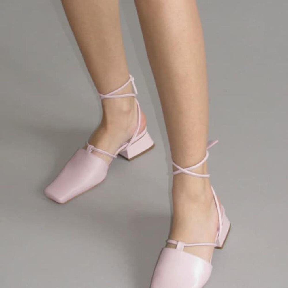 Paloma wool mauve pink leather heeled mules size 8